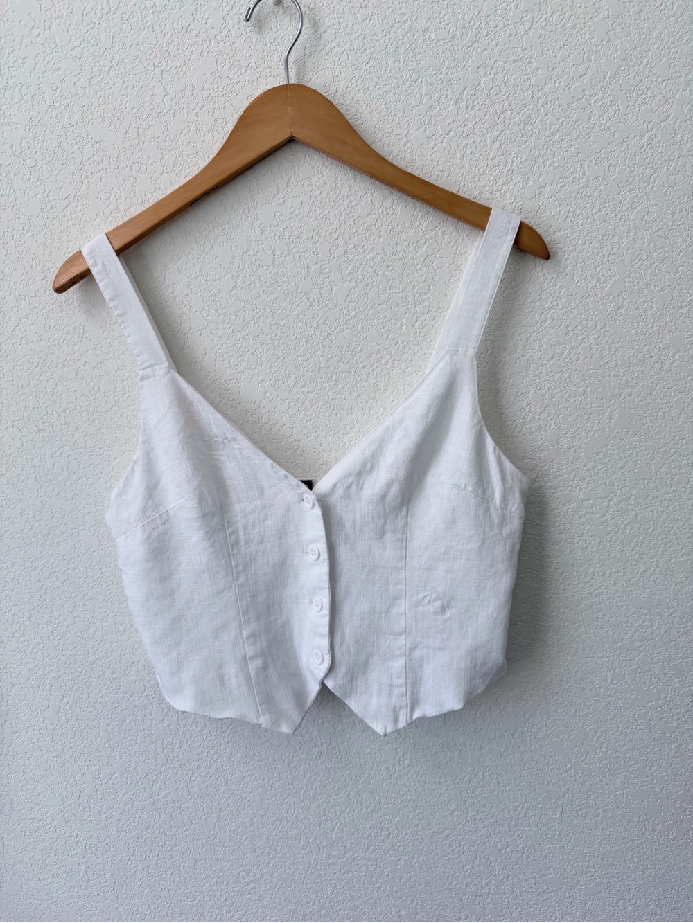 H&M White Button Vest Crop Top